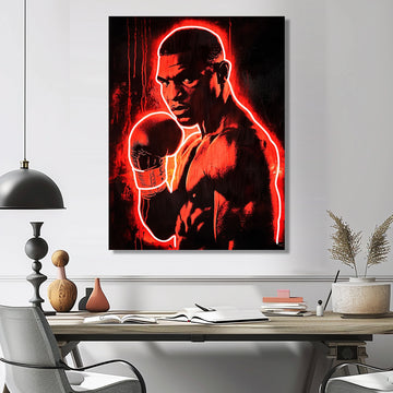 Neon Style Painting Of Mike Tyson - Sport Boxing Canvas Wall Art